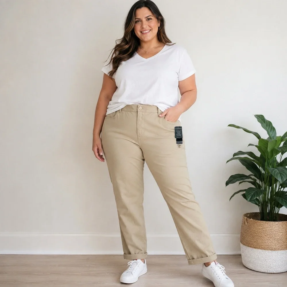 Lauren Ralph Lauren Slimming Fit Pants 16 Light Wheat Tan Straight Leg NWT